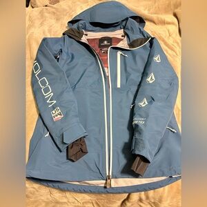 Volcom Teal Hooded Jacket with Logo Accents